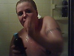 Showering with toys and cock
